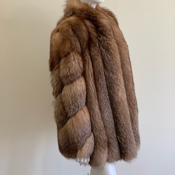 Fox Fur Coat Medium / Large brown beige M L New - Picture 4 of 7